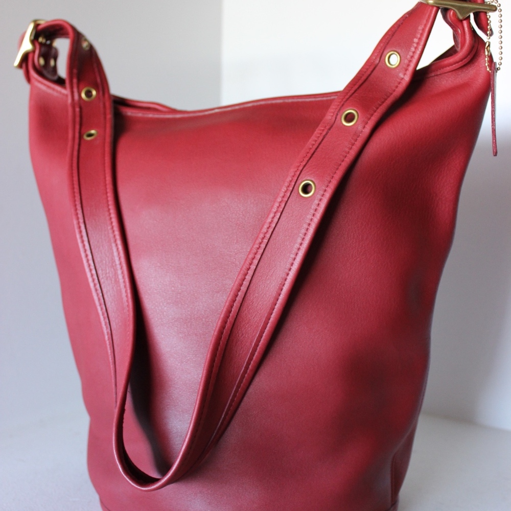 Vintage COACH Red Large Bucket Duffle Bag 9085 EC
